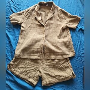 Old Navy Olive Green Shirt and Shorts Set
